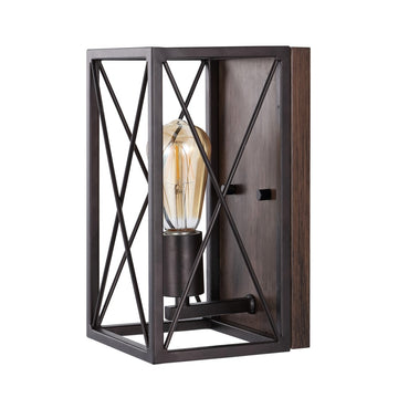 Norris X-Frame 6" Farmhouse Rustic Iron LED Sconce - JONATHAN Y